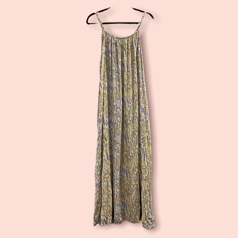 Final Touch Maxi Shift Dress Rayon Blue Orange Multi Medium - Picture 8 of 8